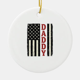 Distressed Daddy Amerikansk Flagga Tröja Design_1 Julgransprydnad Keramik