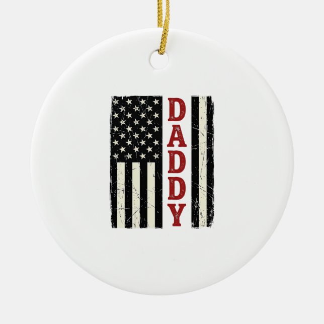 Distressed Daddy Amerikansk Flagga Tröja Design_1 Julgransprydnad Keramik (Framsidan)