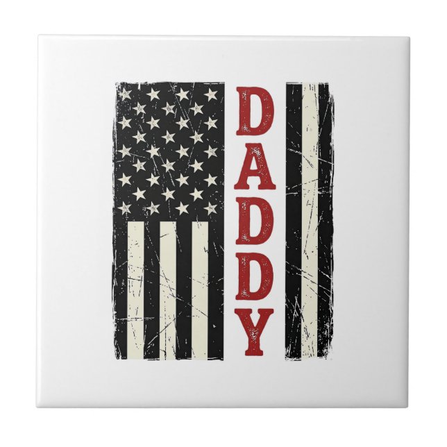 Distressed Daddy Amerikansk Flagga Tröja Design_1 Kakelplatta (Framsidan)