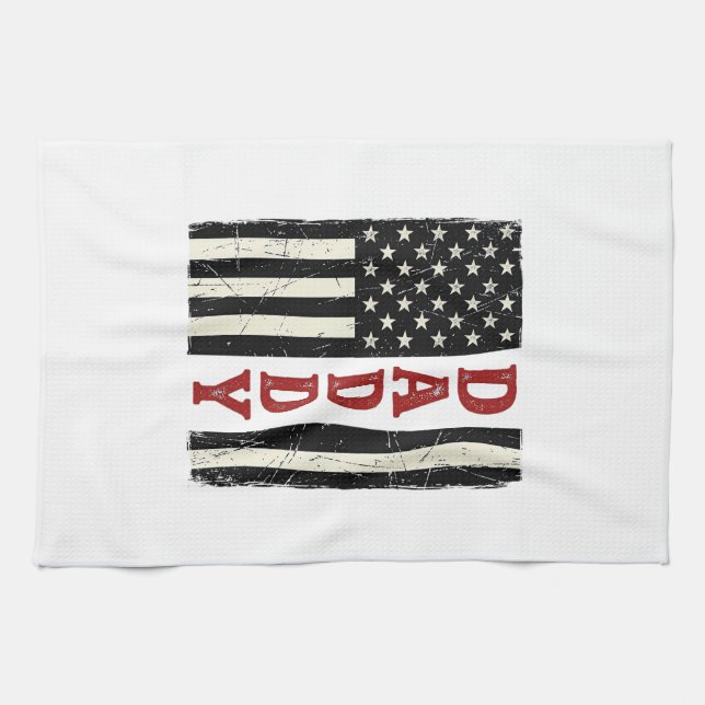 Distressed Daddy Amerikansk Flagga Tröja Design_1 Kökshandduk (Horisontell)
