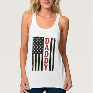 Distressed Daddy Amerikansk Flagga Tröja Design_1 Linne Med Racerback