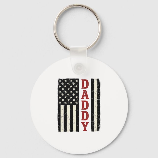 Distressed Daddy Amerikansk Flagga Tröja Design_1 Nyckelring (Framsida)