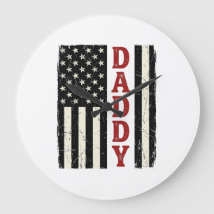 Distressed Daddy Amerikansk Flagga Tröja Design_1 Stor Klocka