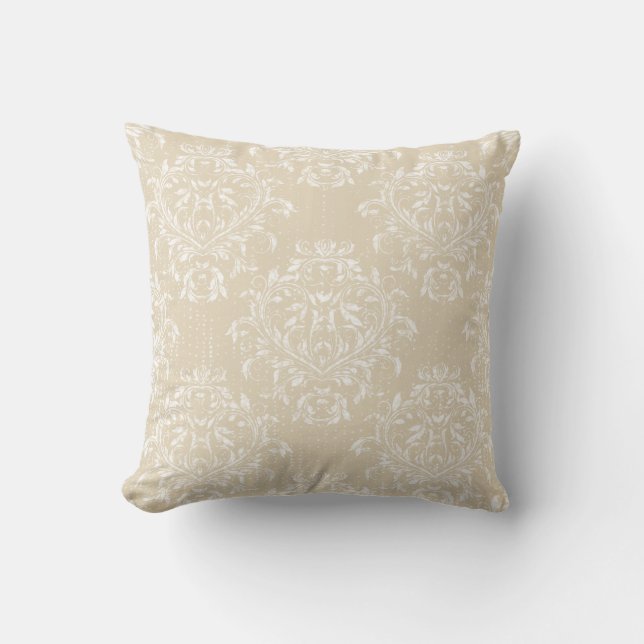 Distressed Damask / Jacquard Kudd - Tan Kudde (Framsida)