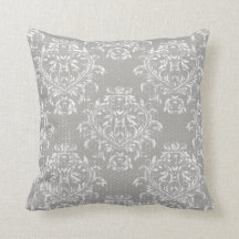 Distressed Damask Kastkudde - Grå