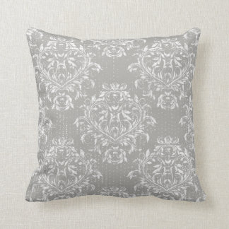 Distressed Damask Kastkudde - Grå Kudde