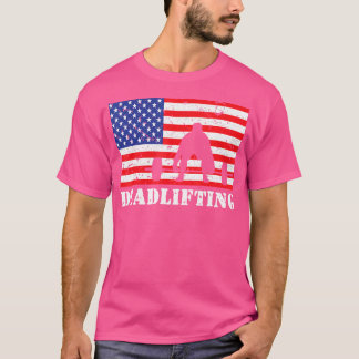Distressed Deadlifting Usa Amerikansk Flagga Vinta T Shirt