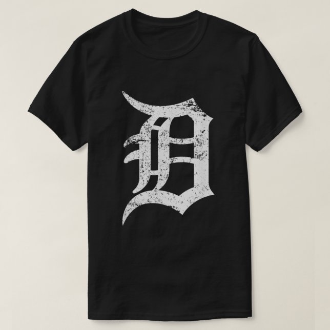 Distressed Detroit D Lettering Design  T Shirt (Design framsida)
