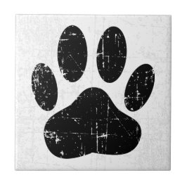 Distressed Dog Pawprint Canine Paw Kakelplatta