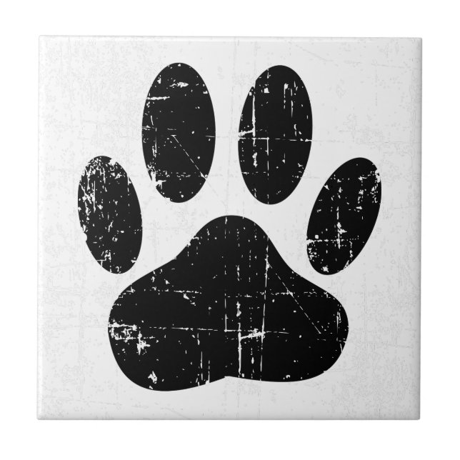 Distressed Dog Pawprint Canine Paw Kakelplatta (Framsidan)