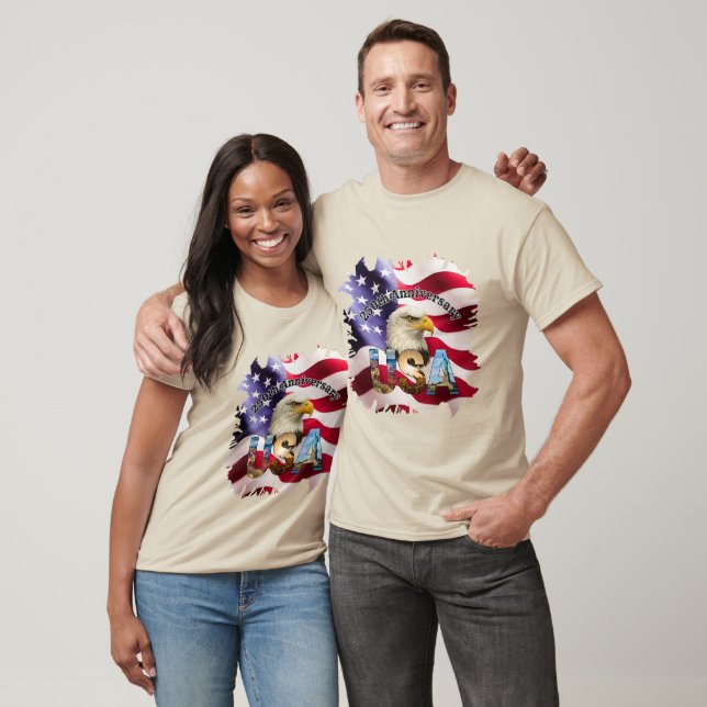 Distressed Edge 250-årsjubileum för USA-sand T Shirt (Unisex)