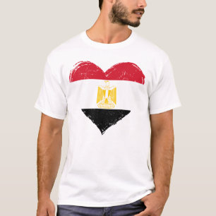 Distressed Egypt Flagga Hjärta Herrar Vit T Shirt