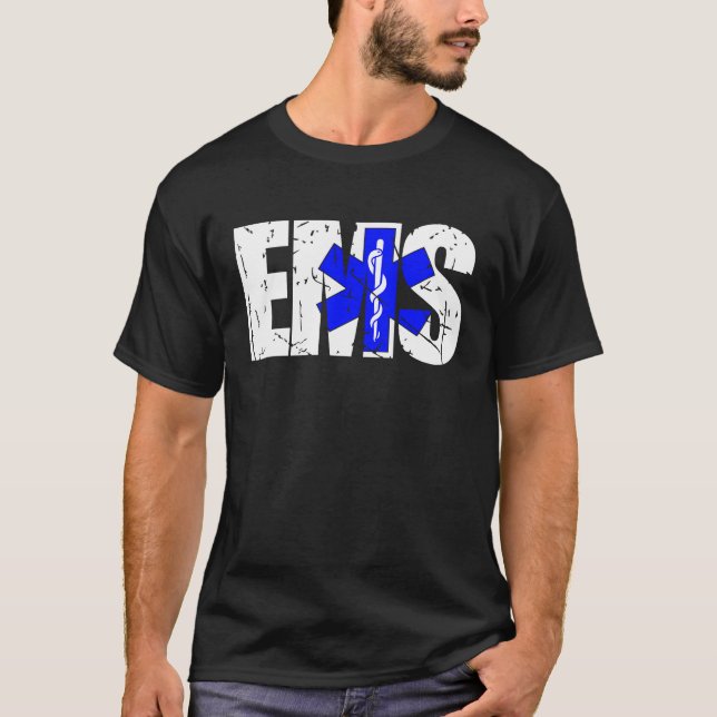 Distressed EMS  911 Emergency Medical Services T Shirt (Framsida)