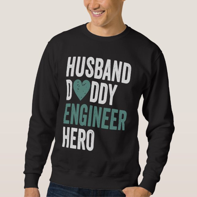 Distressed Engineer  Husband Daddy Engineer Hero Lång Ärmad Tröja (Framsida)