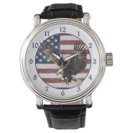 Distressed Flag Eagle Landing Armbandsur