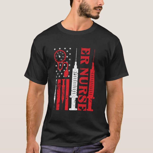 Distressed Flag For Emergency Room Er Nurses T Shirt (Framsida)