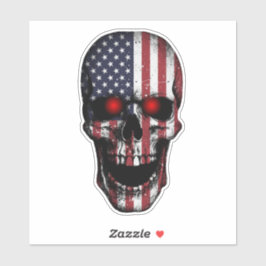 Distressed Flag Skull Red Eye Vinyl Decal Klistermärken