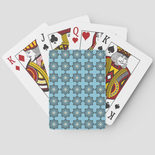 Distressed geometrisk blommig medaljongmönster casinokort (Baksidan)