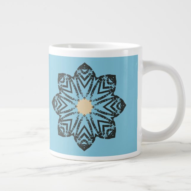 Distressed geometrisk blomstermedaljong jumbo mugg (Höger)