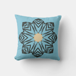 Distressed geometrisk blomstermedaljong kudde