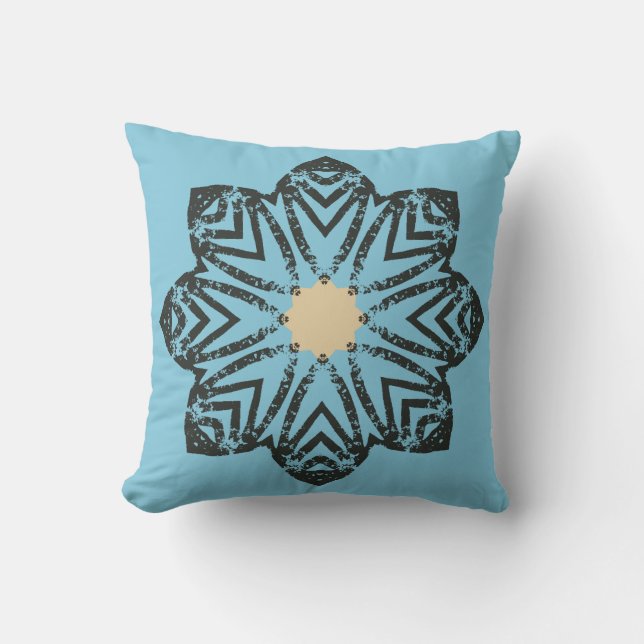 Distressed geometrisk blomstermedaljong kudde (Framsida)