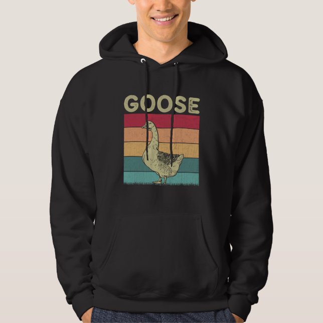 Distressed Goose Lover Boys Girls Retro Style Goos Hoodie (Framsida)