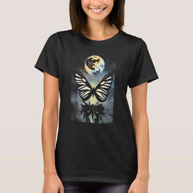 Distressed gotisk estetisk mal grunge fjäril t shirt (Framsida)