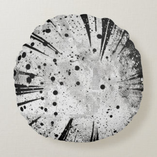 Distressed Grå & Svart Grunge Shatter-struktur Rund Kudde
