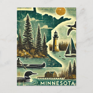 Distressed Grunge Minnesota Vykort