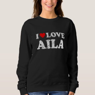 Distressed Grunge Sliten Stil Jag älskar Aila T Shirt