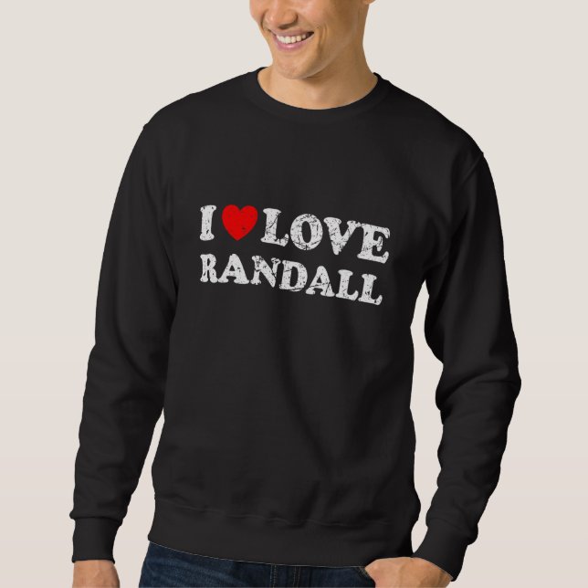 Distressed Grunge Utsliten Stil Jag älskar Randall Lång Ärmad Tröja (Framsida)