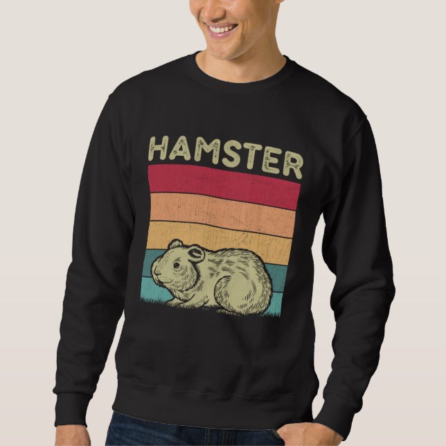 Distressed Hamster  Boys Girls Retro Style Hamster Lång Ärmad Tröja (Framsida)