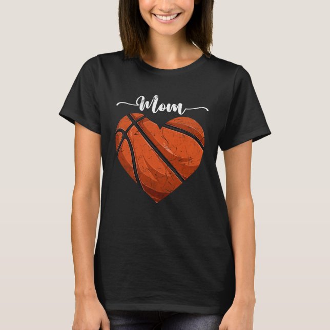 Distressed Heart Basketball Mom Heart Cute Mother  T Shirt (Framsida)