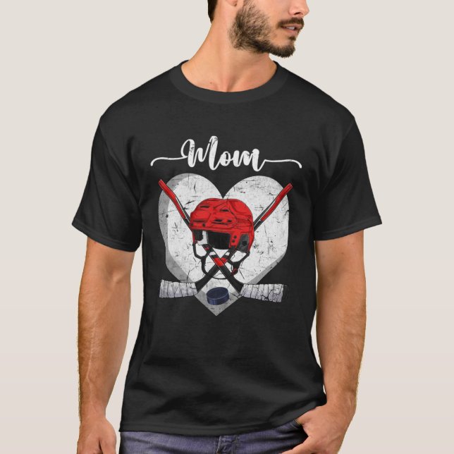 Distressed Heart Hockey Mom Heart Cute Mother s Da T Shirt (Framsida)