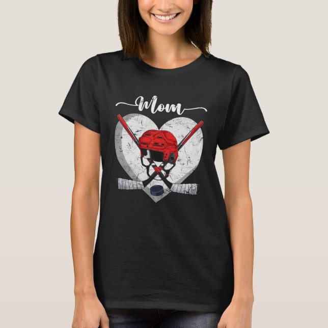 Distressed Heart Hockey Mom Heart Cute Mother s Da T Shirt (Framsida)