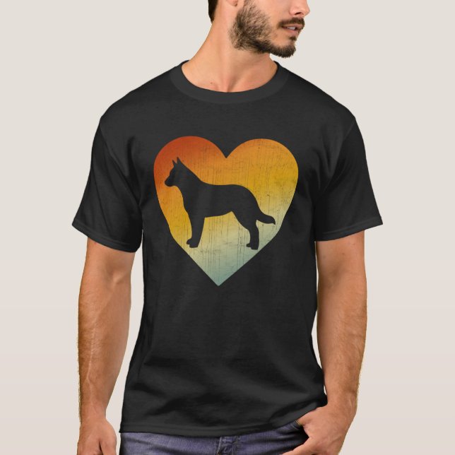 Distressed Heart Retro Men Women Australian Cattle T Shirt (Framsida)