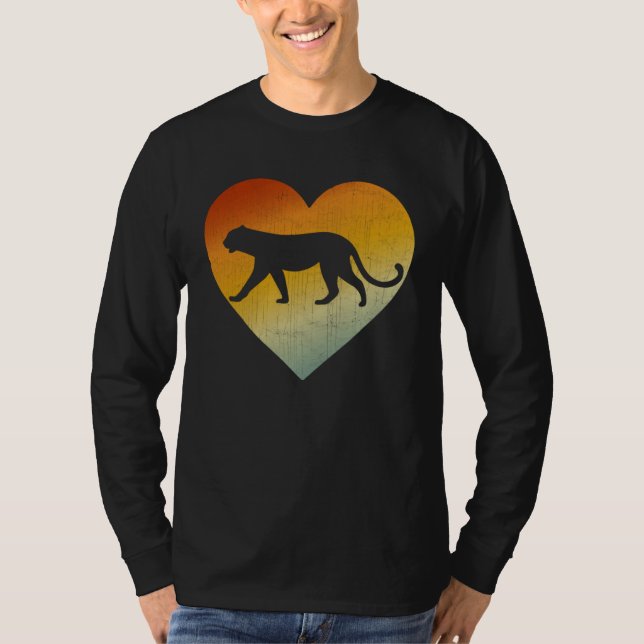 Distressed Heart Retro Style Men Women Jaguar T Shirt (Framsida)