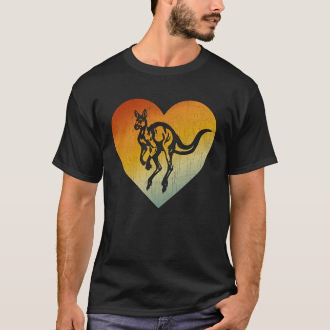 Distressed Heart Retro Style Men Women Kangaroo T Shirt (Framsida)