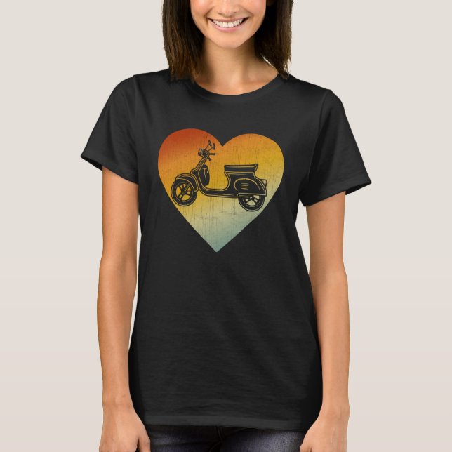Distressed Heart Retro Style Men Women Scooters T Shirt (Framsida)