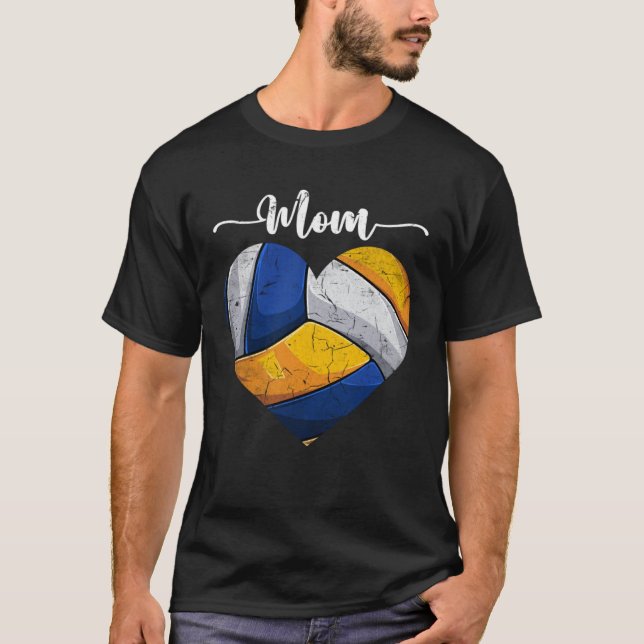 Distressed Heart Volleyball Mom Heart Cute Mother  T Shirt (Framsida)
