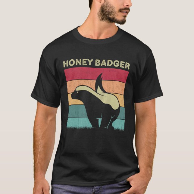 Distressed Honey Badger Lover Boys Girls Retro Hon T Shirt (Framsida)