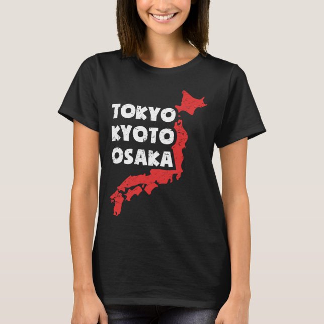 Distressed Japanese City of Osaka T Shirt (Framsida)
