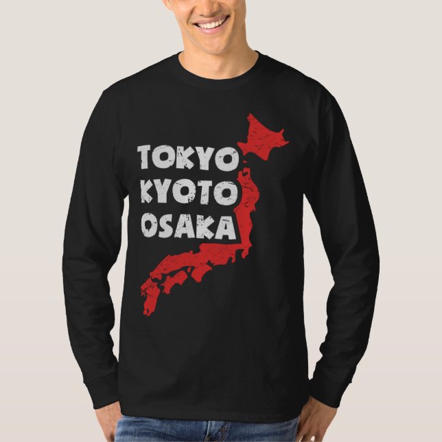 Distressed Japanese City of Osaka T Shirt (Framsida)
