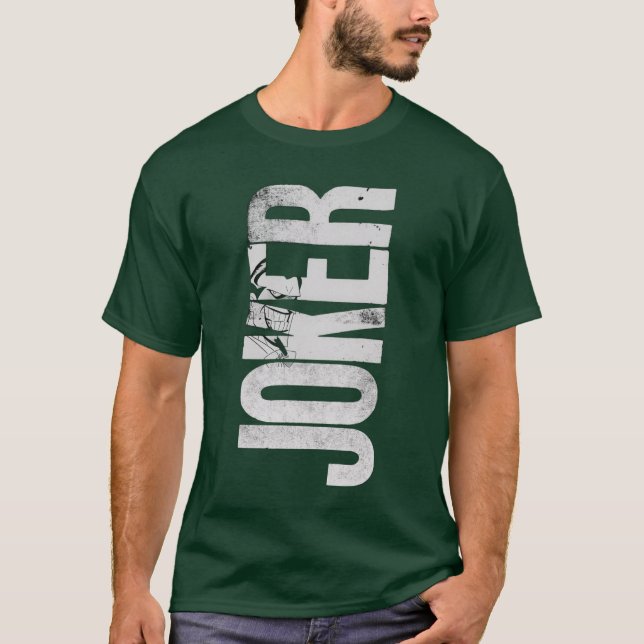 Distressed JOKER Graphic Dark Green T-Shirt (Framsida)
