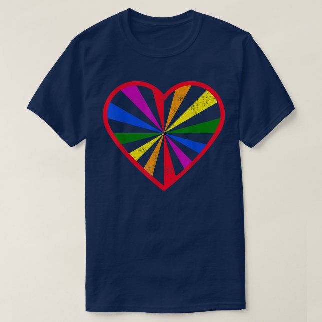 Distressed LGBTQ+ Ally Pizza Rainbow Heart Flag Pr T Shirt (Design framsida)