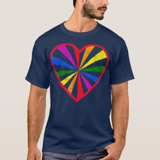 Distressed LGBTQ+ Ally Pizza Rainbow Heart Flag Pr T Shirt