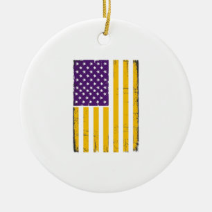 Distressed lila och guld amerikansk flaggvektor De Julgransprydnad Keramik