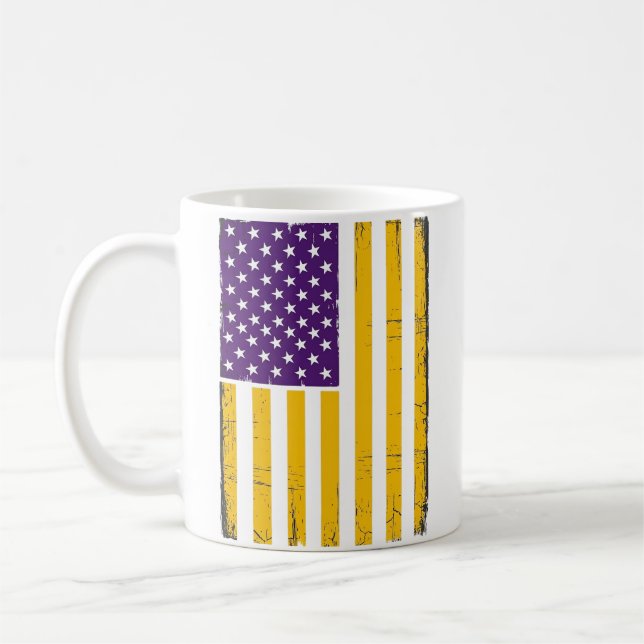 Distressed lila och guld amerikansk flaggvektor De Kaffemugg (Vänster)