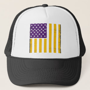 Distressed lila och guld amerikansk flaggvektor De Keps