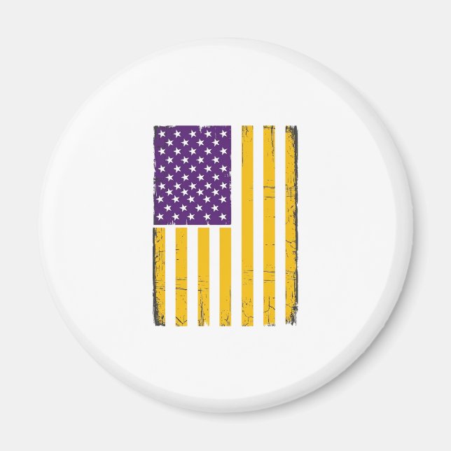 Distressed lila och guld amerikansk flaggvektor De Magnet (Framsidan)
